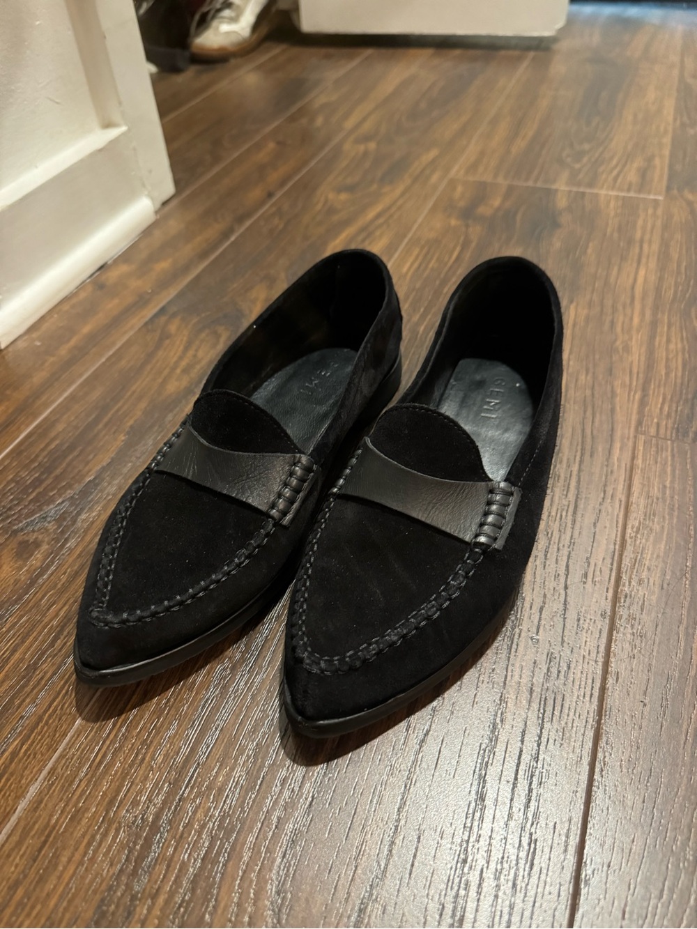 Black Women's Suede Leather Penny Loafers